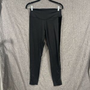 PINK Victoria Secret YOGA Black Leggins Size M VELVET Sides Holiday Event Formal